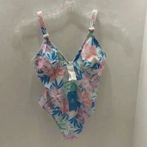 CUPSHE Waters Floral Print One-Piece Swimsuit Size 12